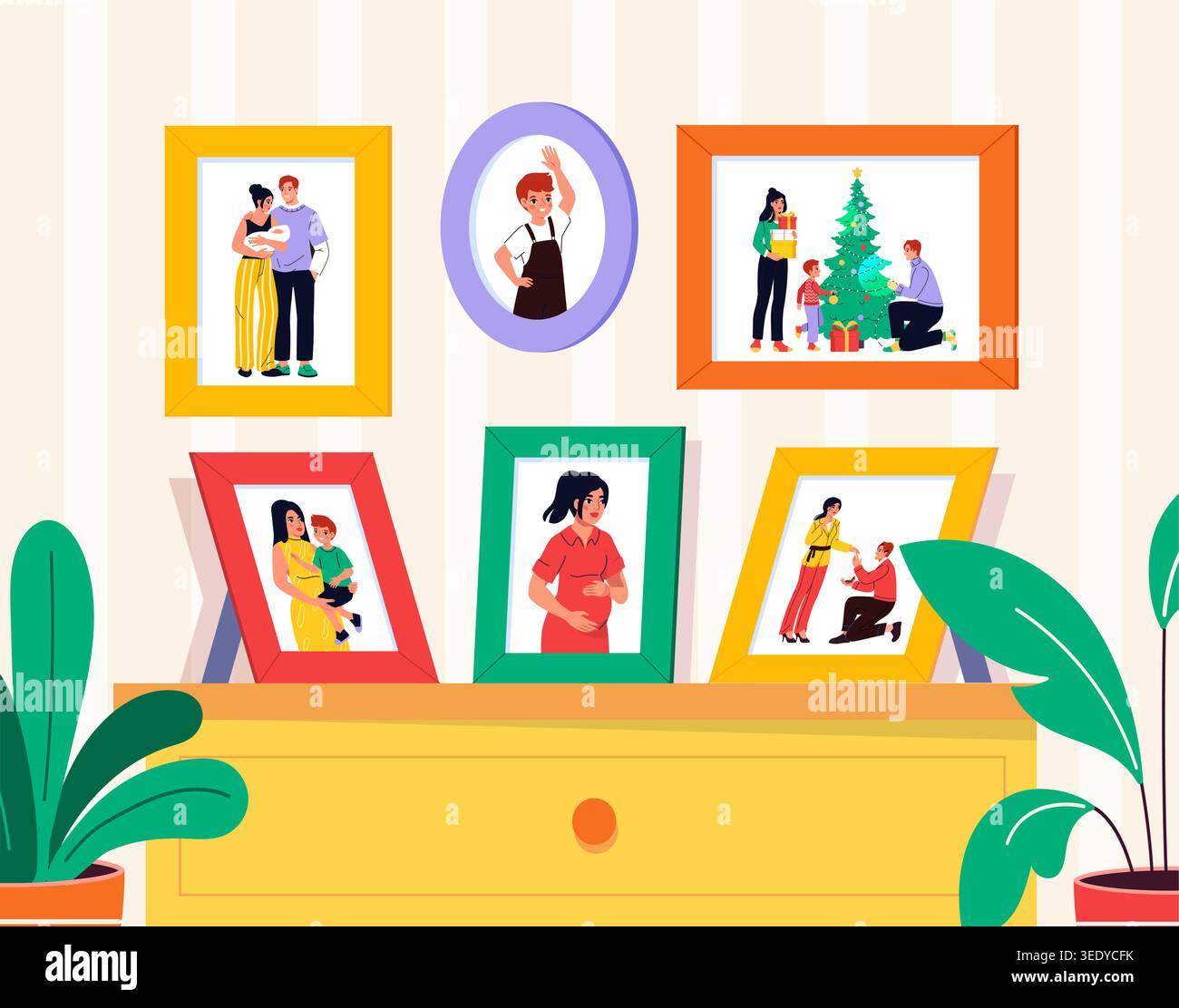 Family moments frames. Vector illustration Stock Vector