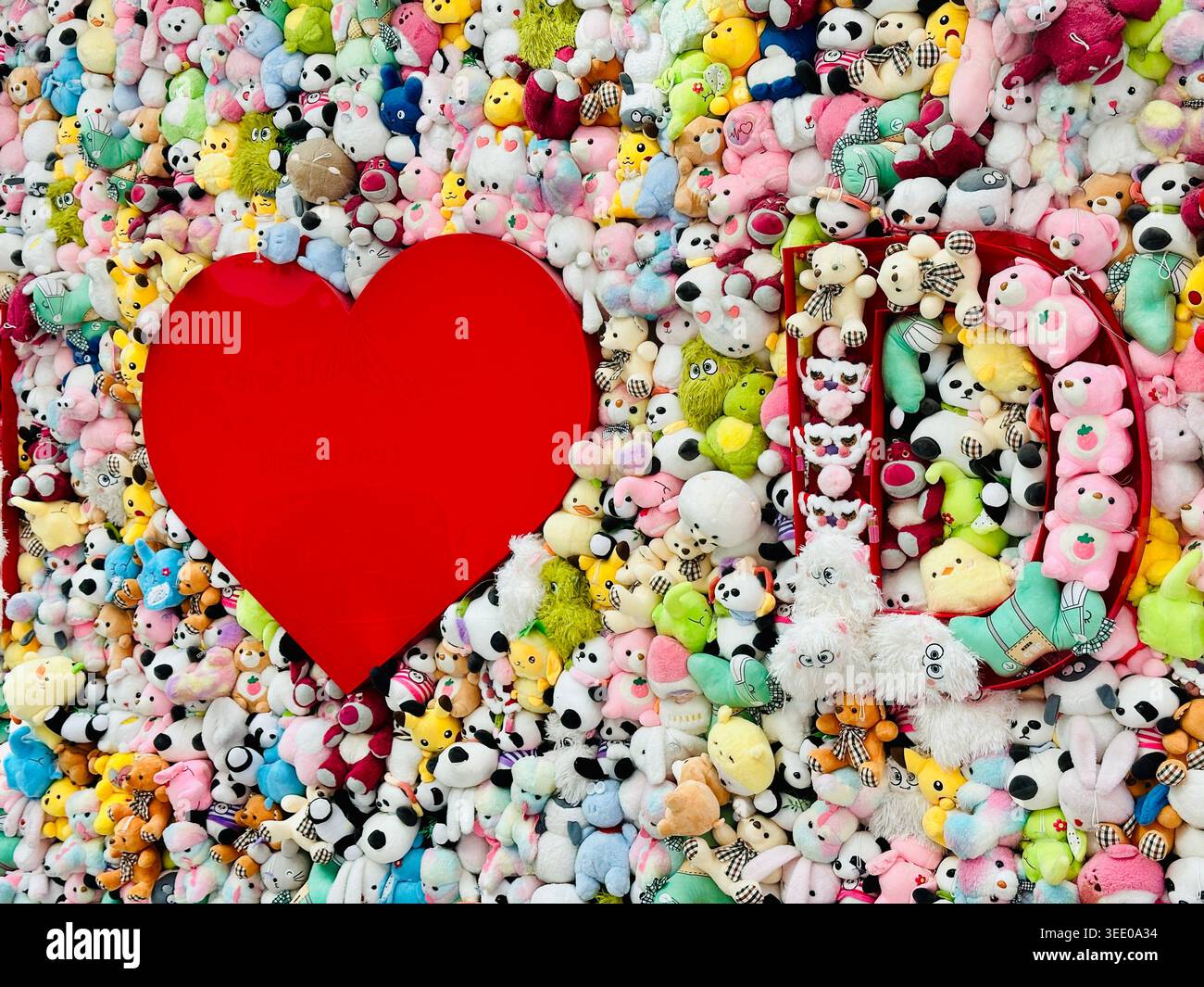 arrangement of many plush toys display Dubai Mall - Smartphone Captured Stock Image