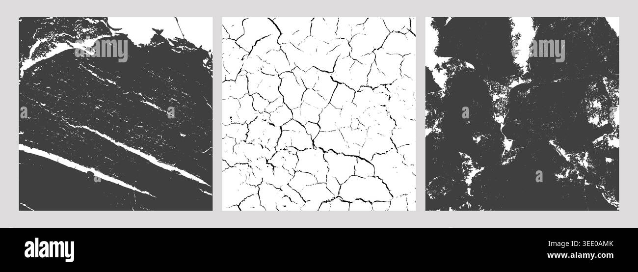 Grayscale Texture Panel Set Stock Vector
