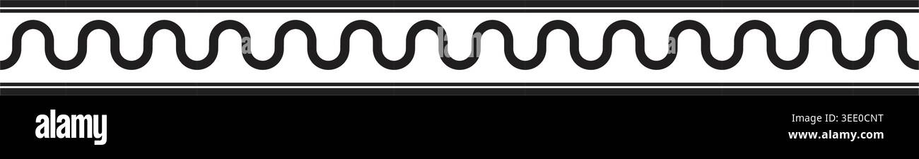 Greek Wave Pattern Border Seamless Decorative Curved Divider Line Stock Vector