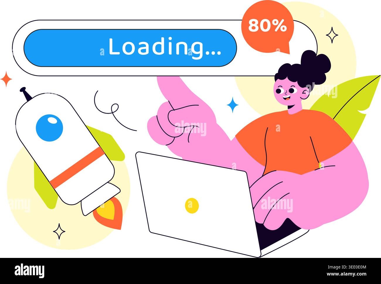 Buffering Process Loading Vector Illustration Featuring Progress Bar Buffering Process ...