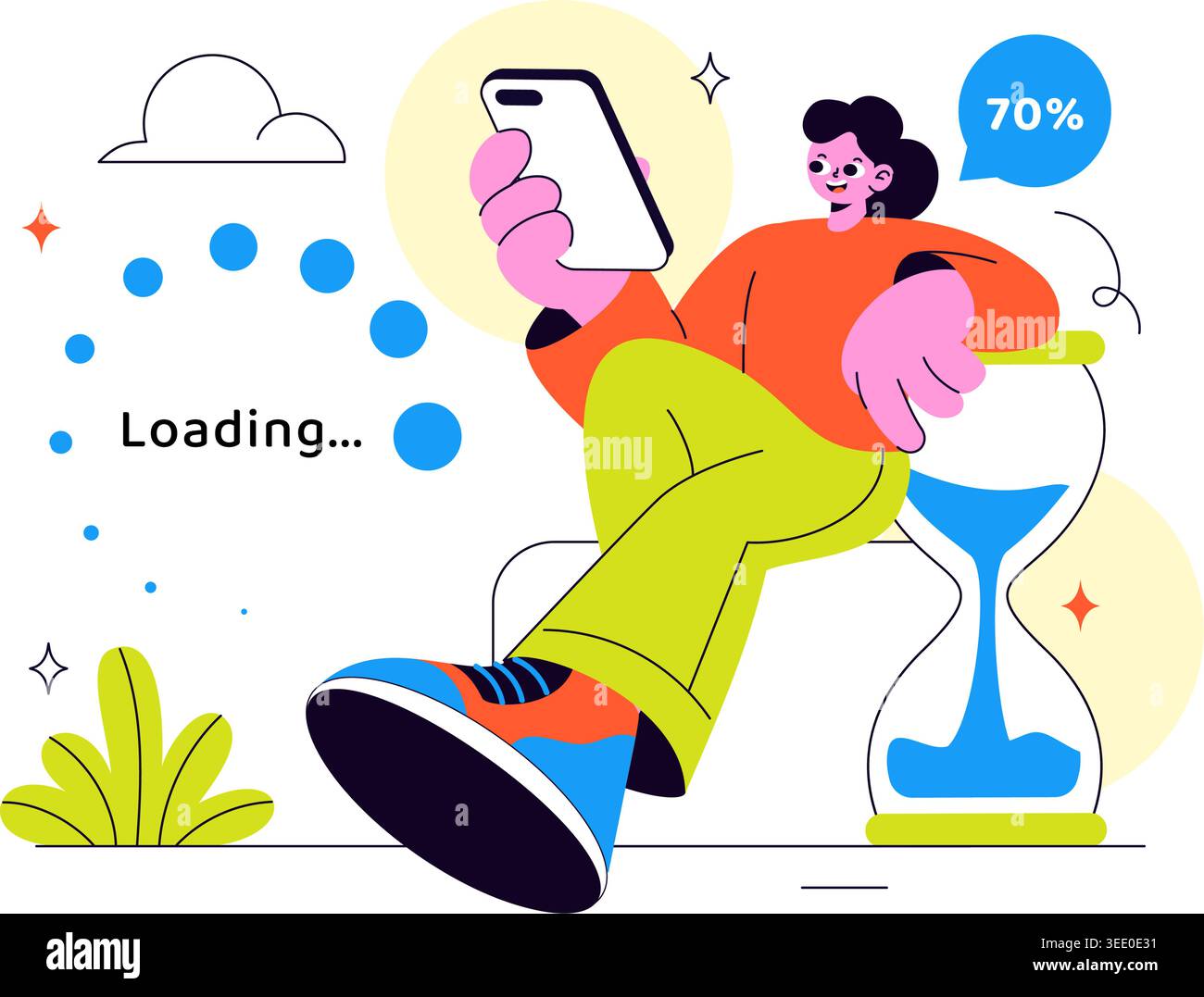 Loading Vector Illustration Featuring Progress Bar Buffering Process Mobile App Upload Status and Digital Waiting Design Stock Vector