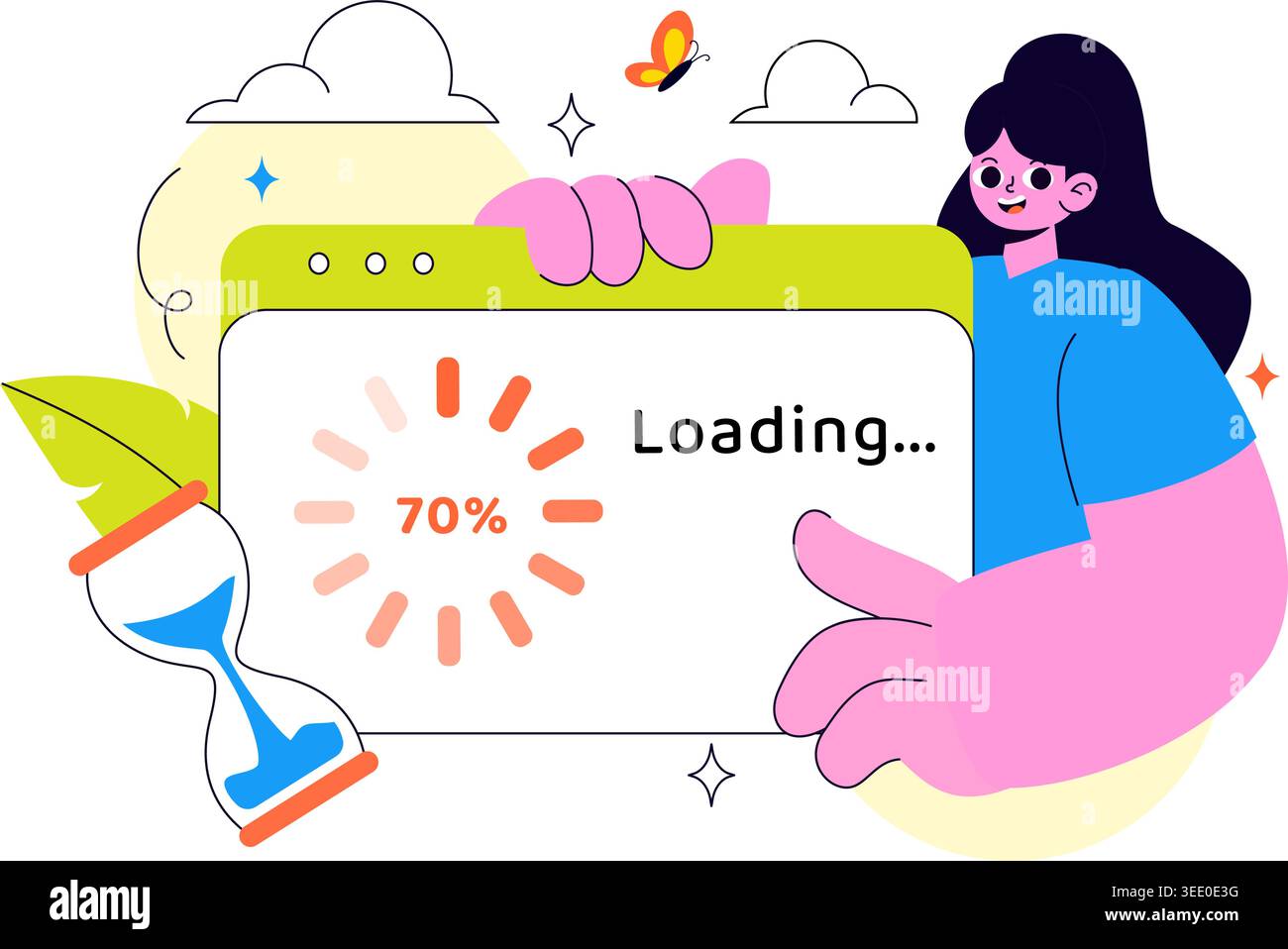 Loading Vector Illustration Featuring Progress Bar Buffering Process Mobile App Upload Status and Digital Waiting Design Stock Vector