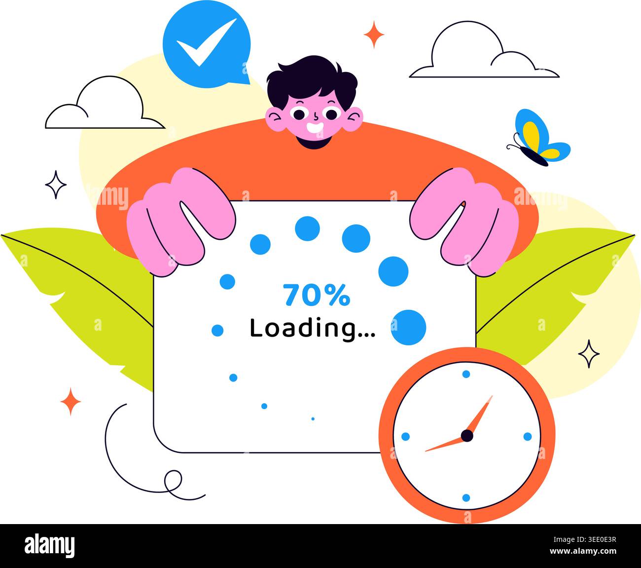 Loading Vector Illustration Featuring Progress Bar Buffering Process Mobile App Upload Status and Digital Waiting Design Stock Vector