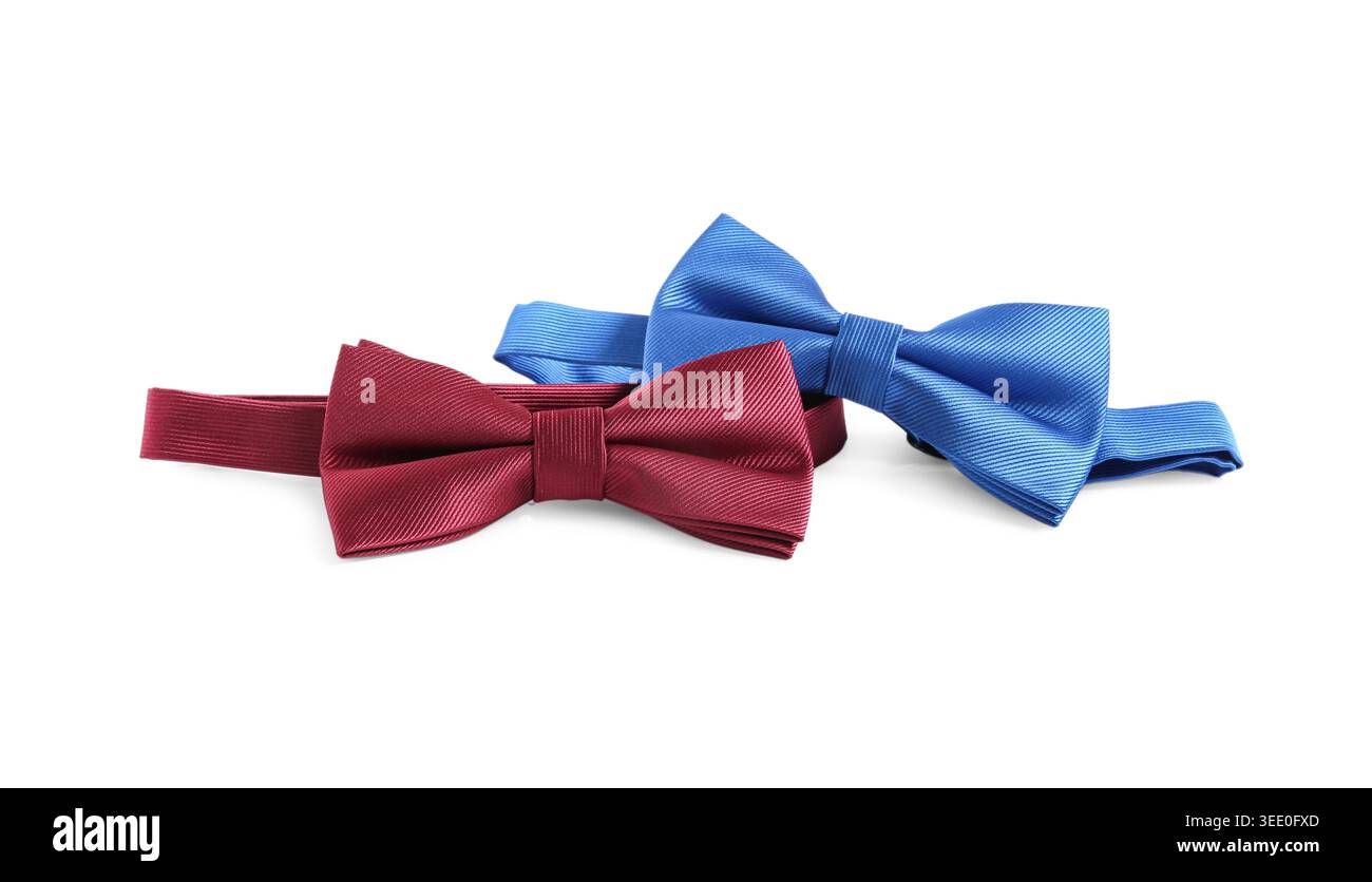Different stylish bow ties on white background Stock Photo