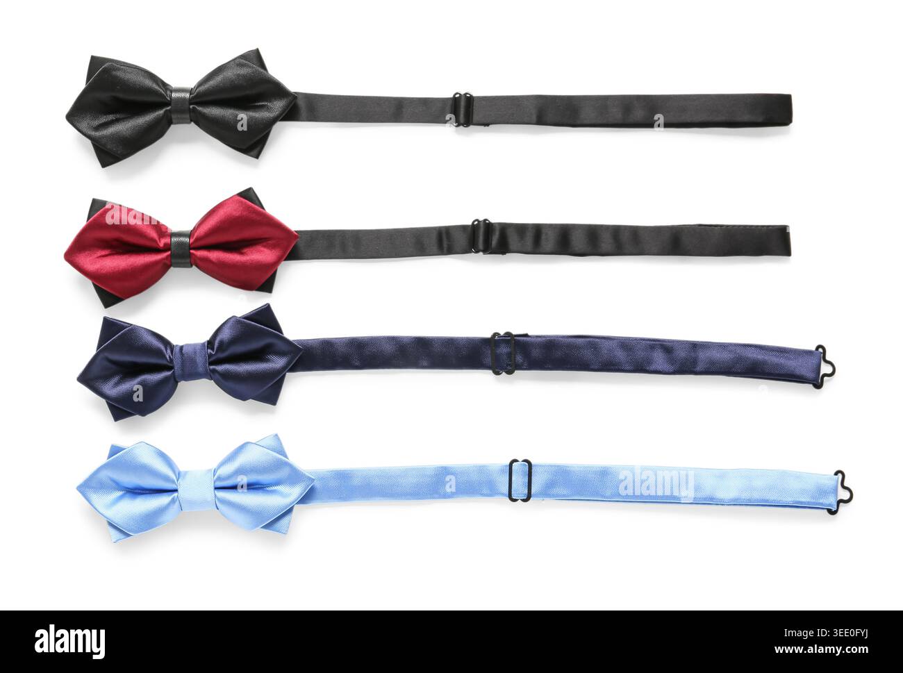 Different stylish bow ties on white background Stock Photo