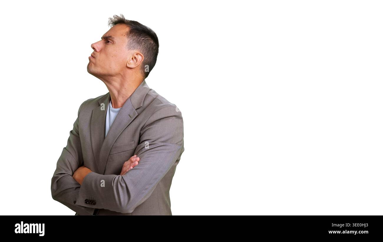 Man with serious expression and crossed arms Stock Photo