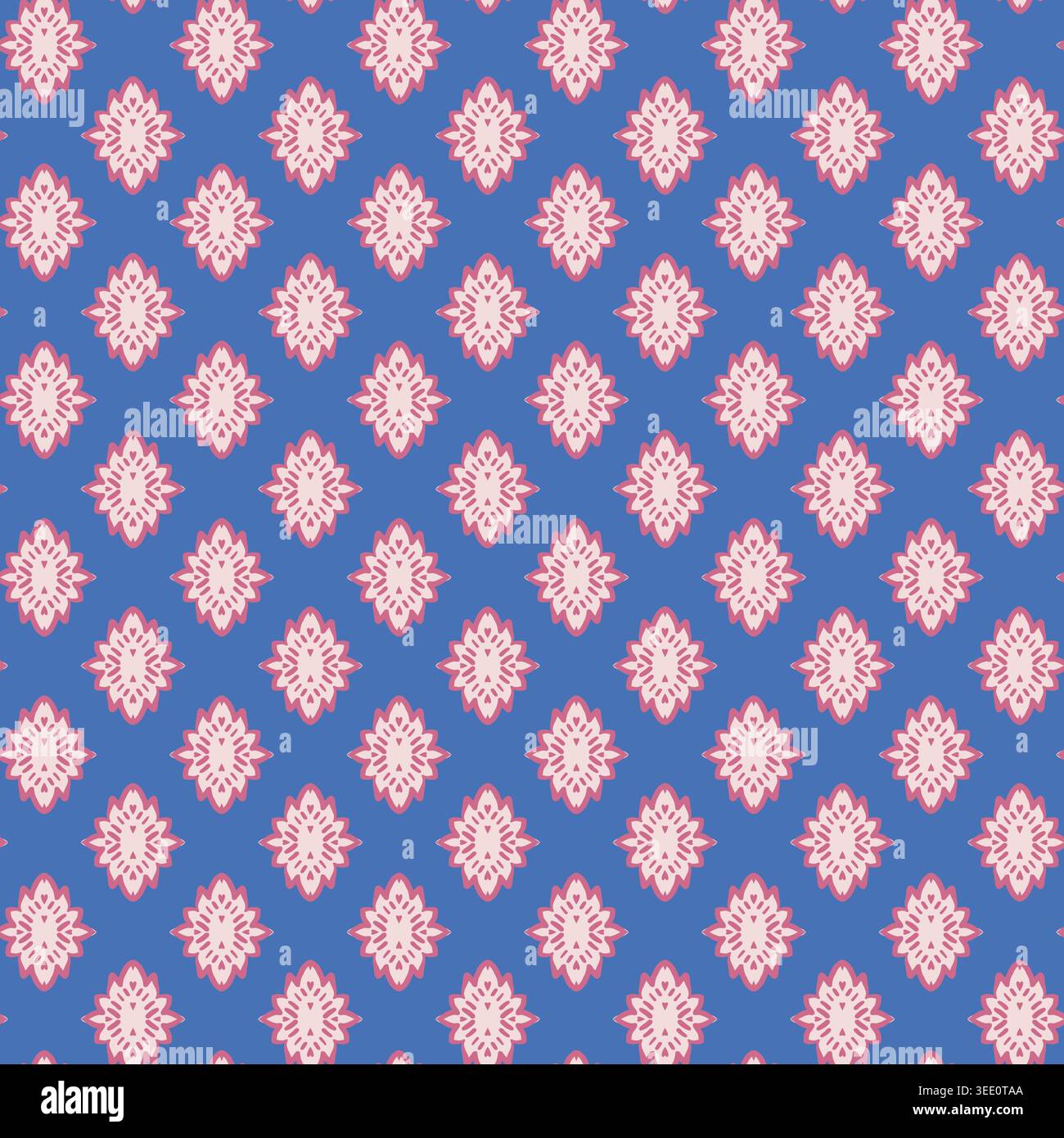 Bold Blue Pink Folk Geometric Pattern Stock Vector