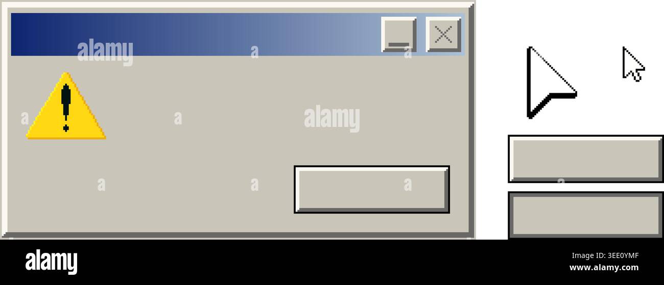 Retro pixel computer warning window interface Stock Vector