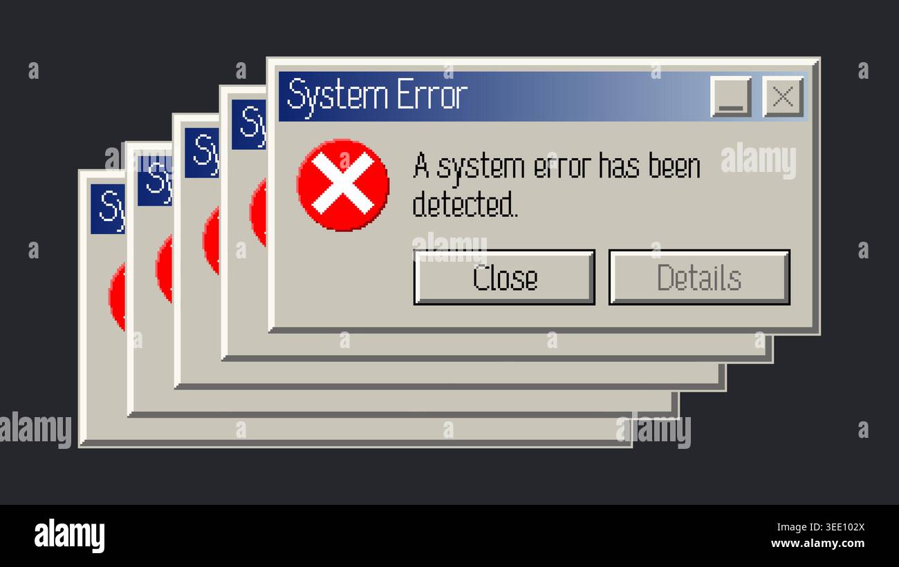 Retro System Error Windows Stack Vector Illustration Stock Vector