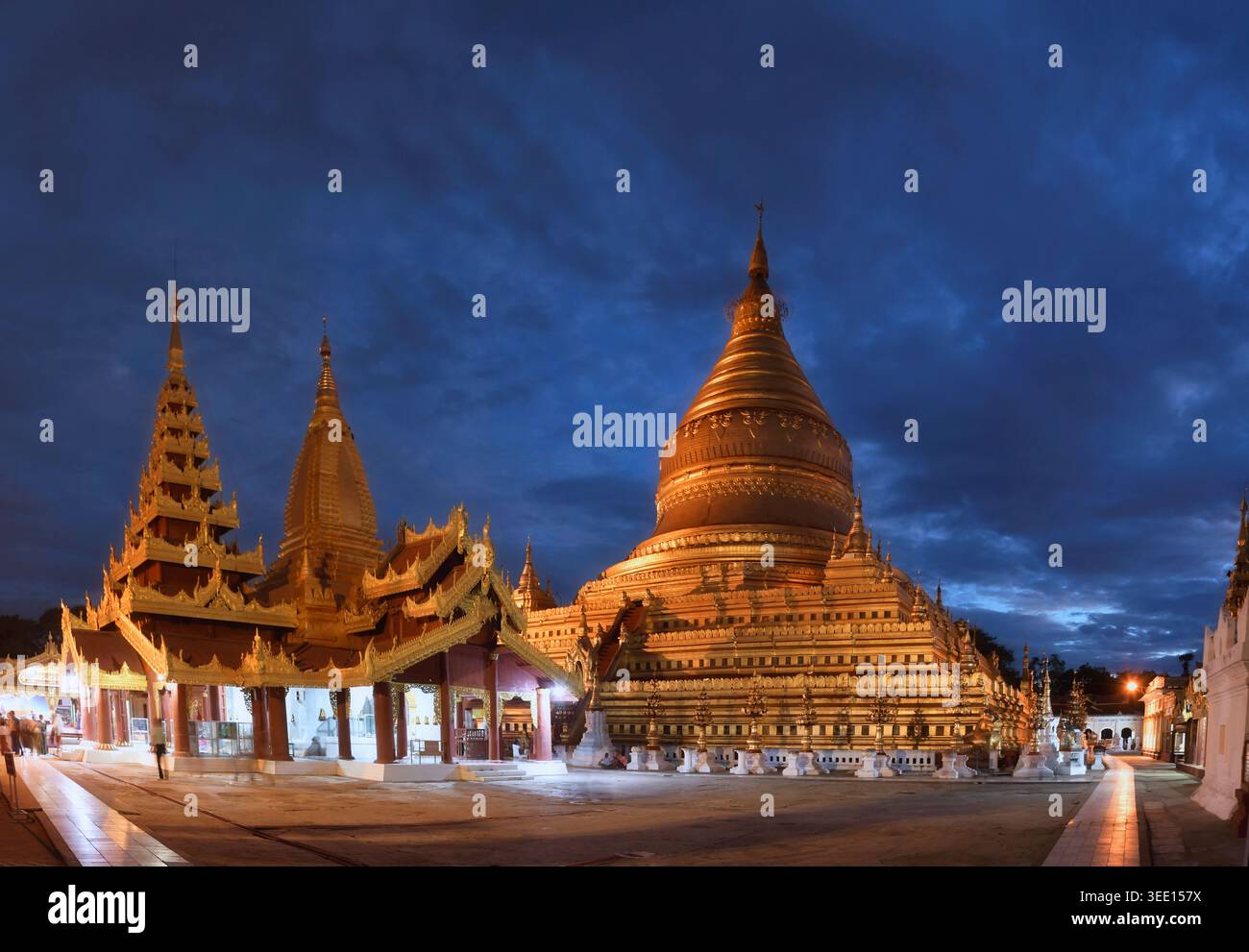 Landscape image of Ancient pagoda with milky way at night in Bag Stock Photo