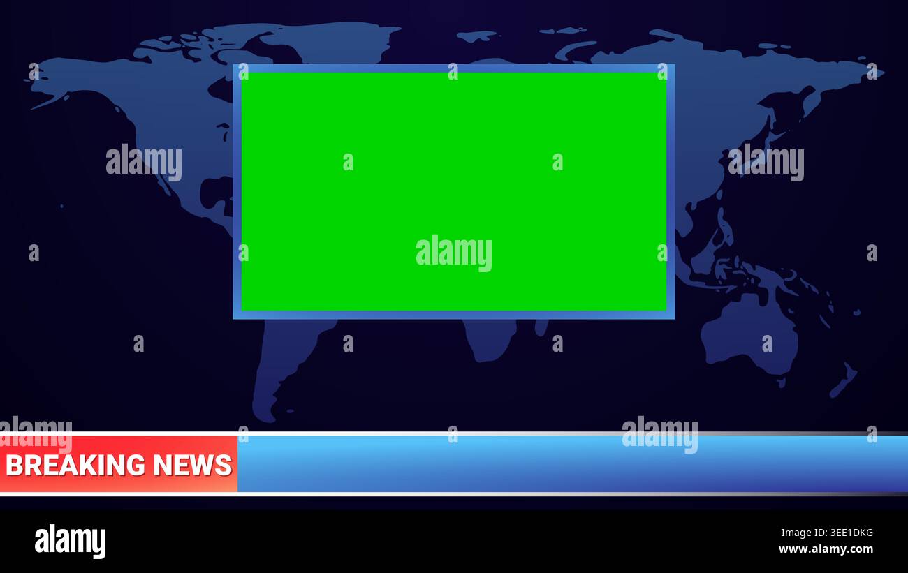 Breaking News Screen With World Map Stock Vector
