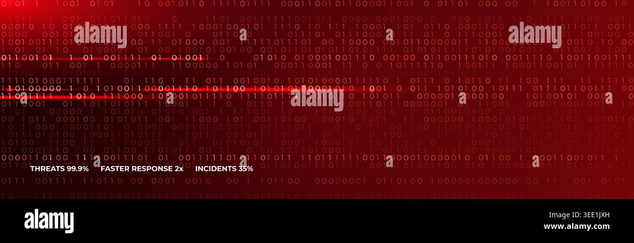 Virus Code Flow Red Binary Code Bug Cyber Attack Pattern. Malware Attack Ransomware Warning Background. Computer Hacking Cyber Security Breach. AI Stock Vector