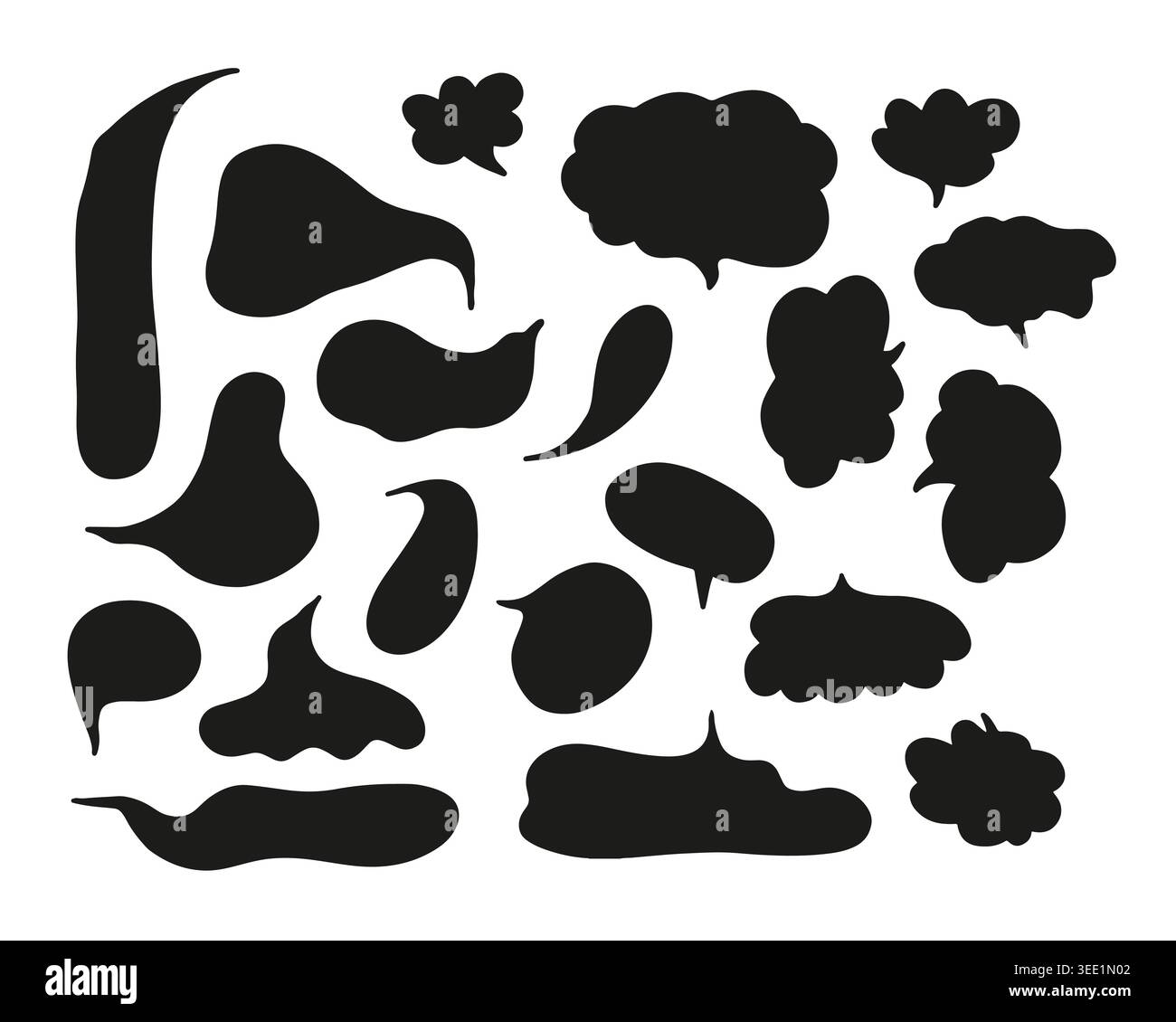 Doodle speech bubbles collection. Cloud textbox set. Hand drawn text comment box Stock Vector