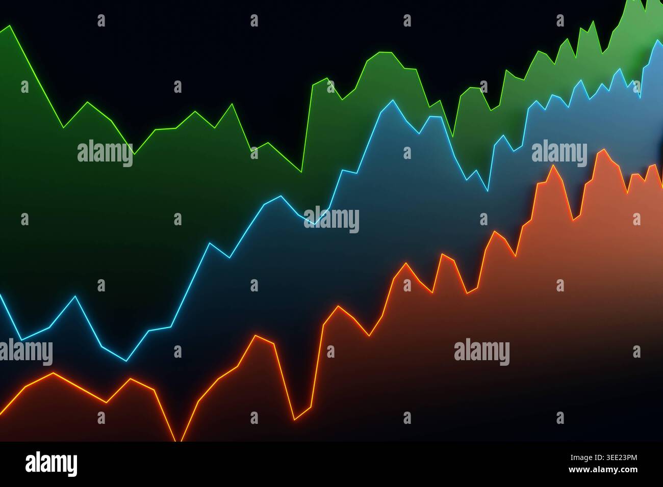 Stronger Graph Three line graphs moving up, charts are rising. Three line graphs ...