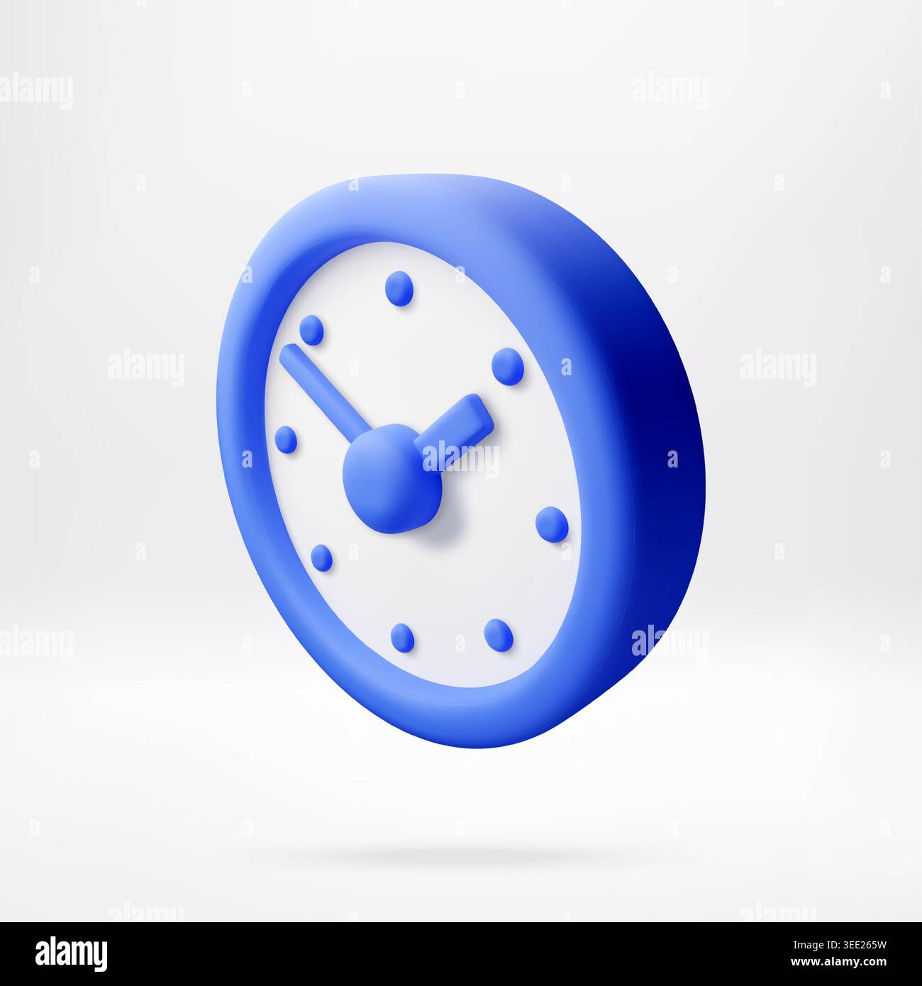 Blue clock icon in 3D style. Stock Vector