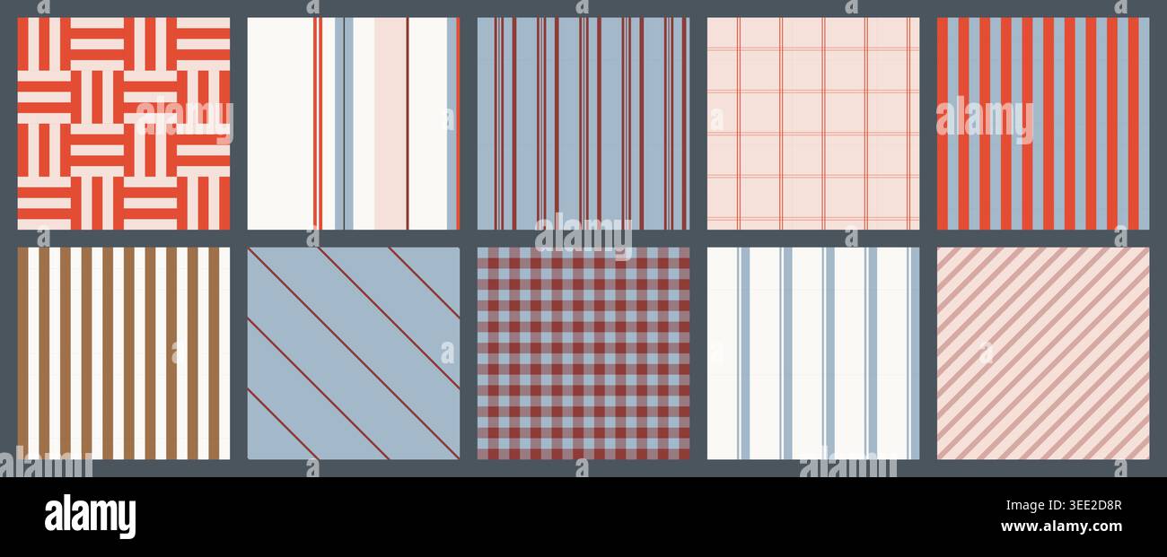 Minimalist Striped and Checkered Patterns Set Stock Vector