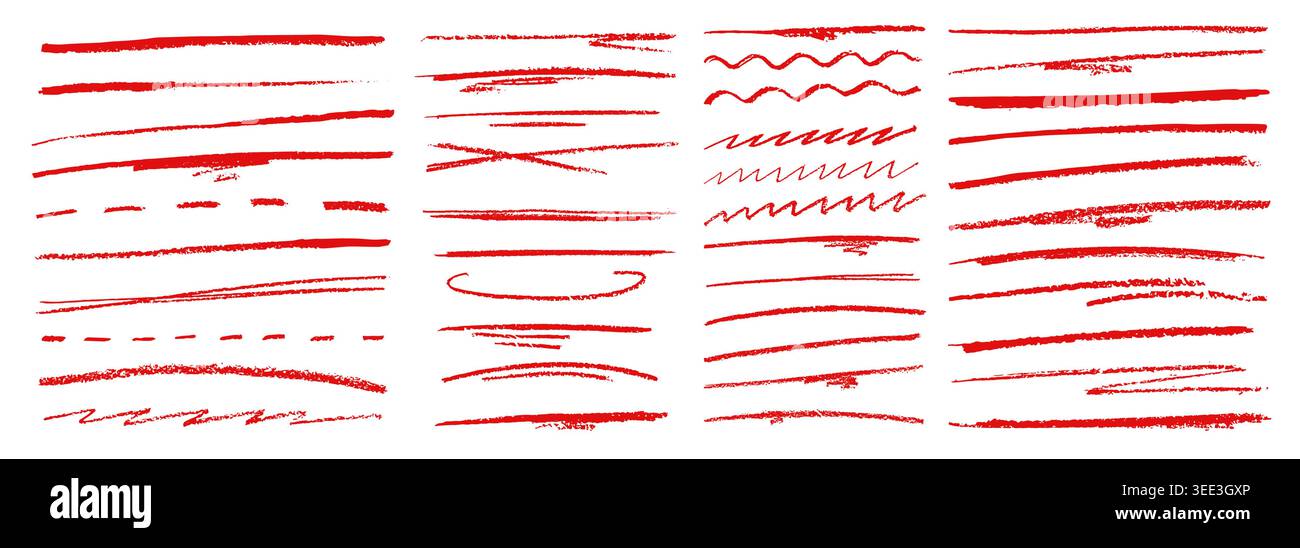 Red crayon pencil hand drawn doodle highlight Stock Vector