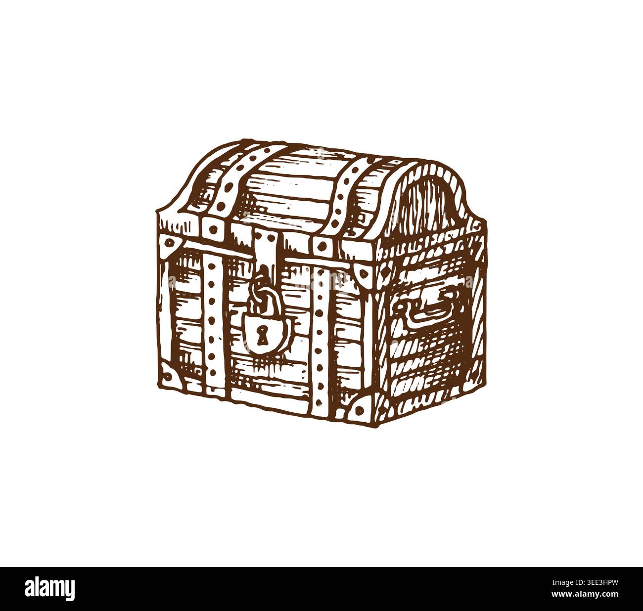 Geographic map pirate treasure chest with lock Stock Vector