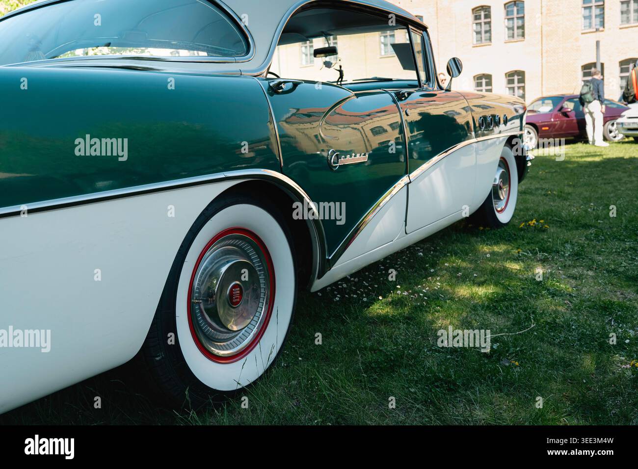 BERLIN, GERMANY - MAY 2, 2026. Green and white classic Buick Century with whitewall tires displayed at Oldtimer Open Air in Berlin. Stock Photo
