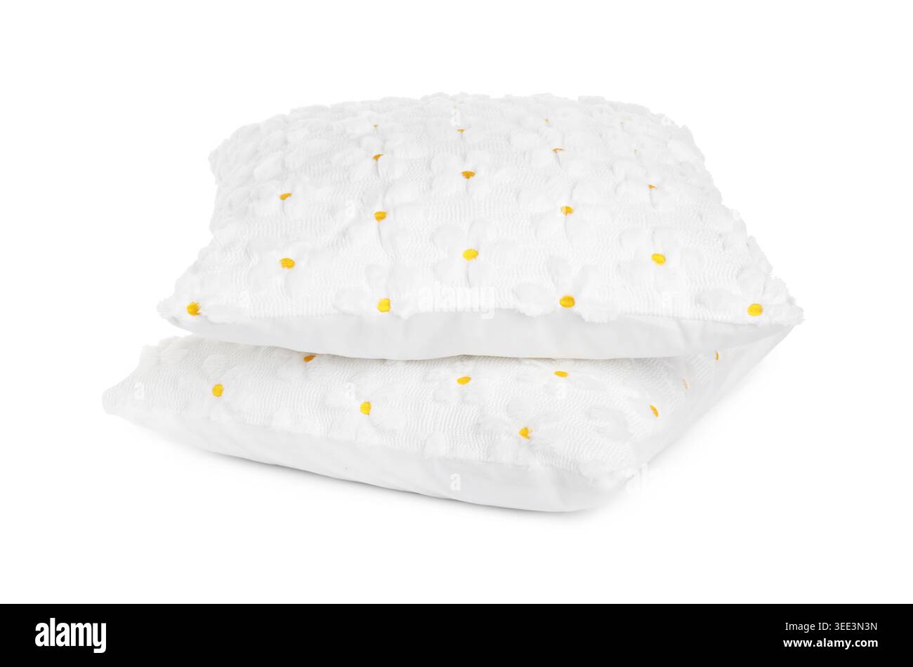 Color cushions with floral pattern isolated on white Stock Photo