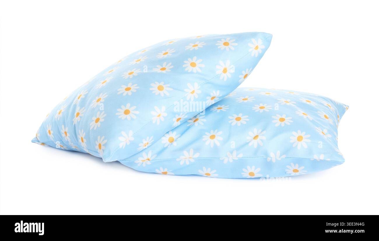 Color cushions with floral pattern isolated on white Stock Photo