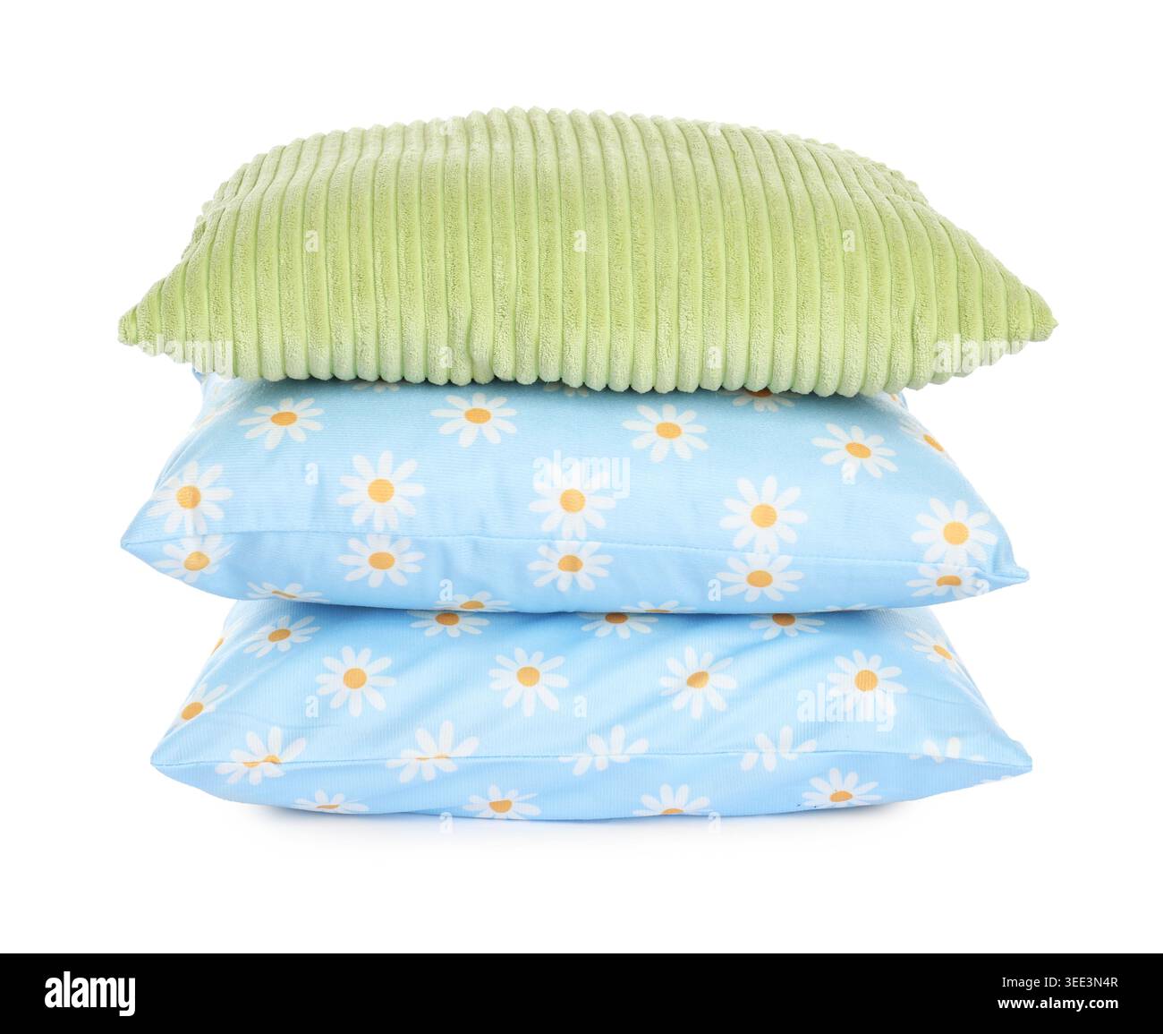 Stack of color cushions isolated on white Stock Photo