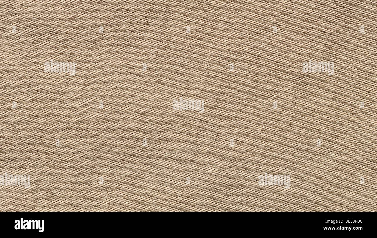 Beige knitted cotton fabric texture with fine diagonal weave pattern Stock Photo