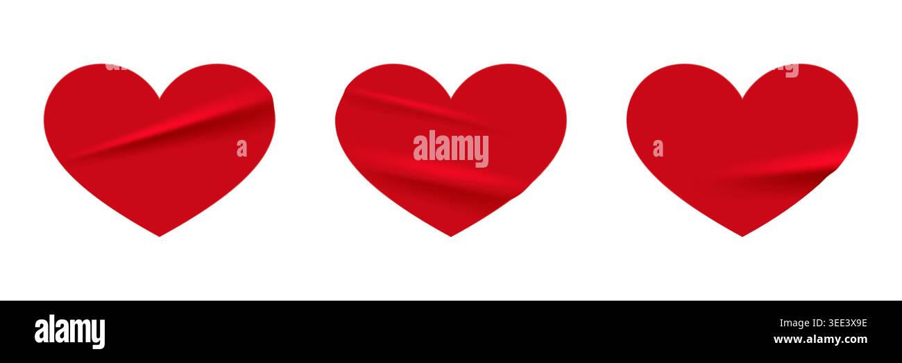 Heart Stickers With Folded Corners Stock Vector
