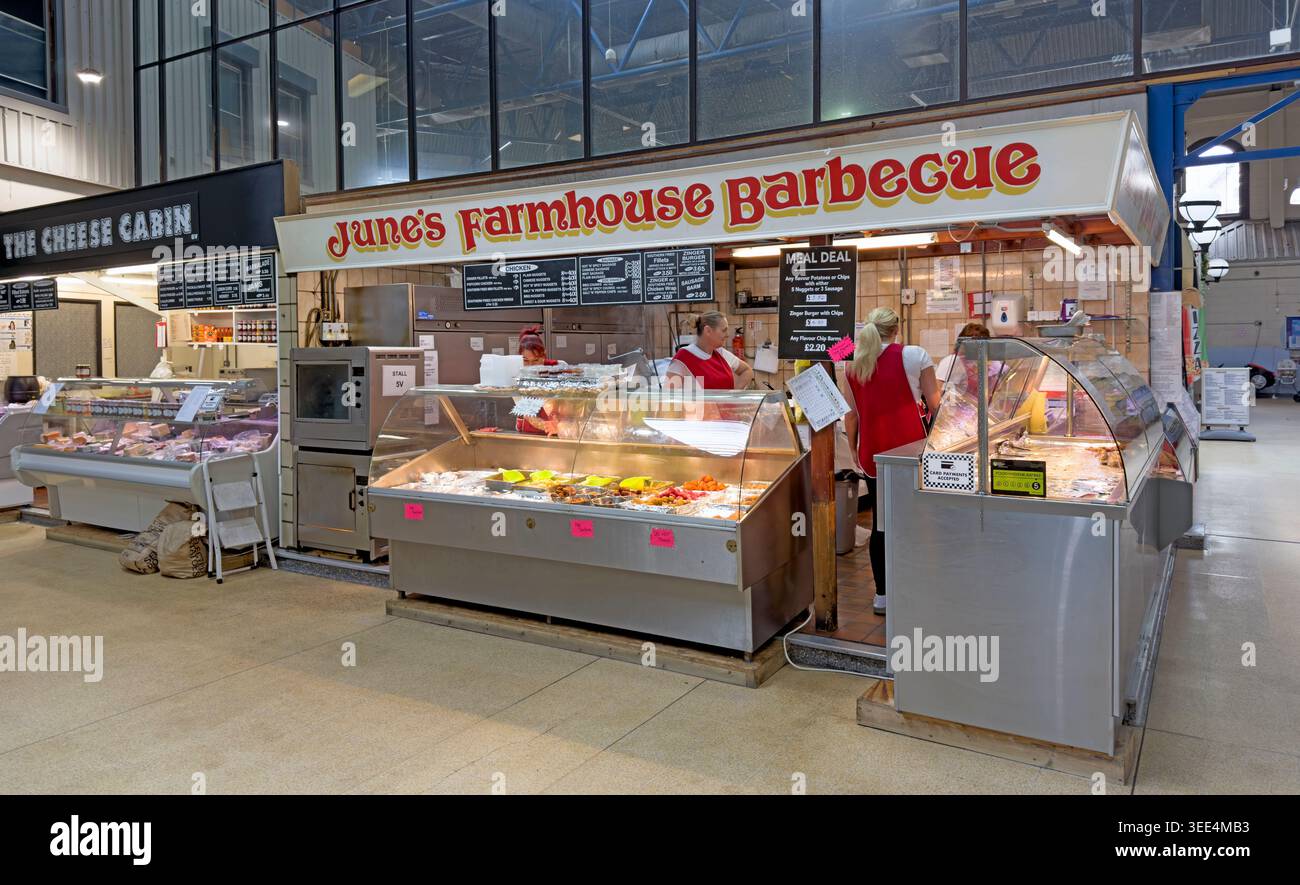 Farmhouse BBQ Wigan market, Wigan, England, UK. Stock Photo