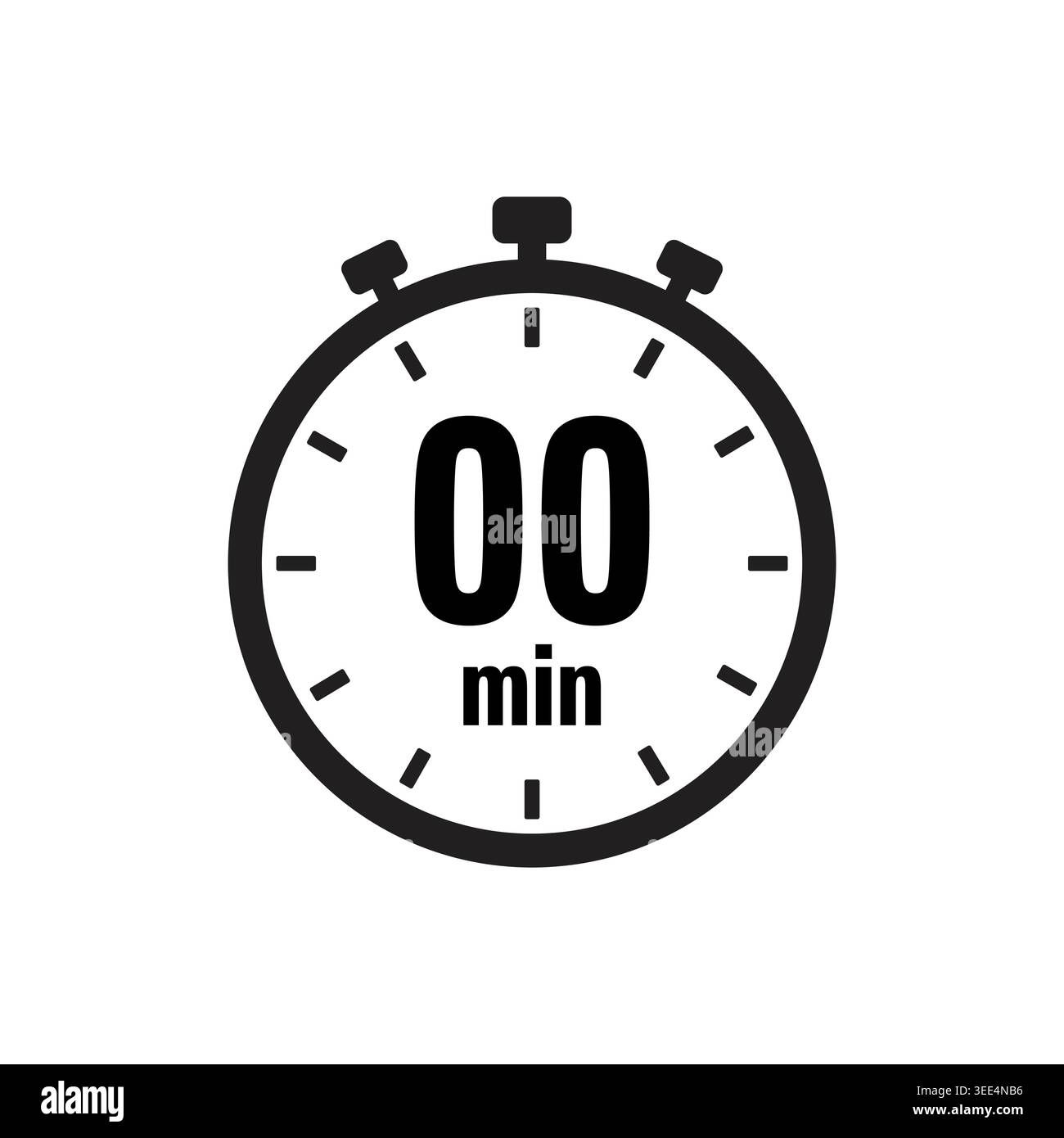 Zero Minutes Stopwatch Timer Icon Isolated on White Stock Vector