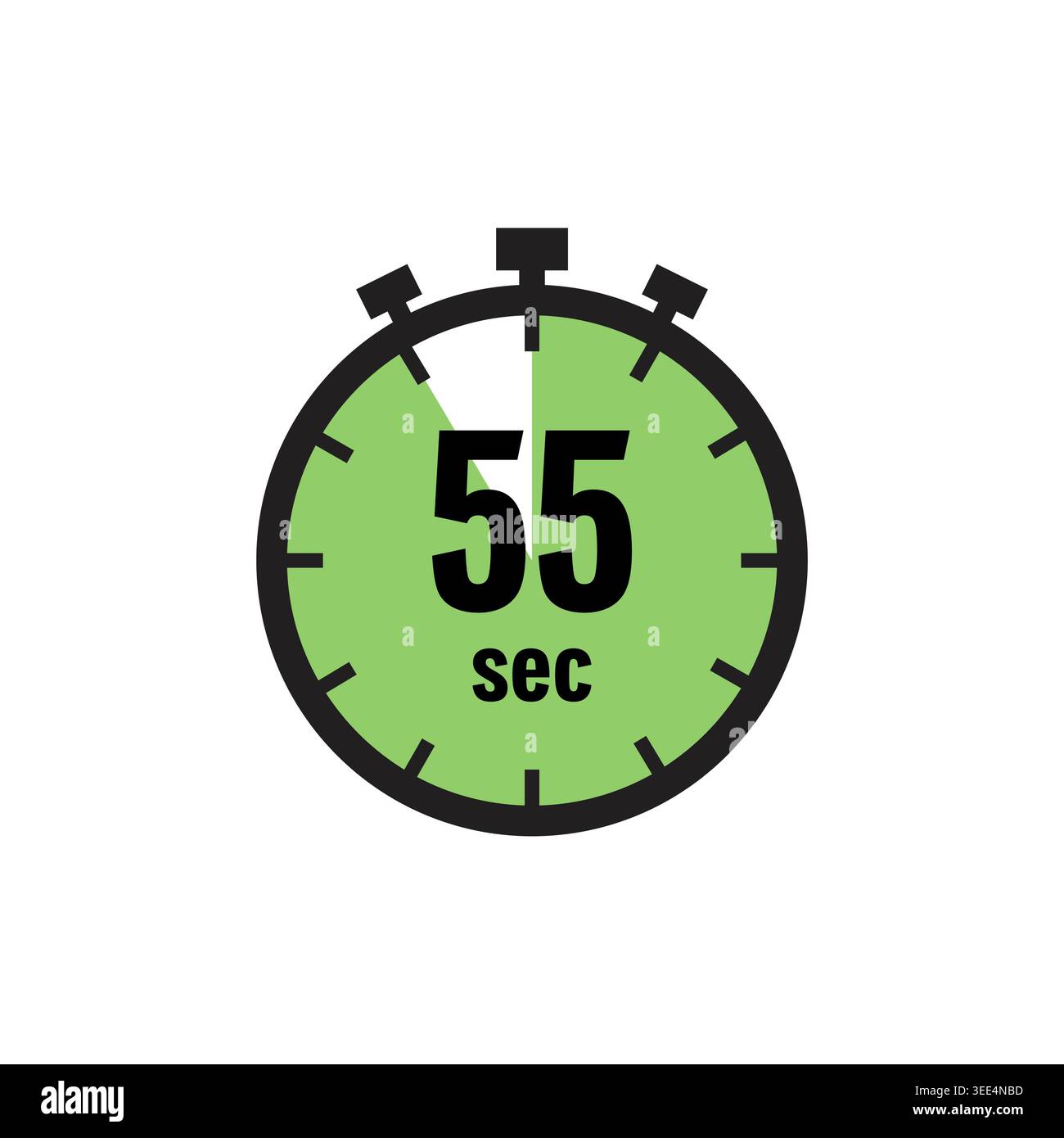 Fifty Five Seconds Green Stopwatch Timer Icon Isolated Stock Vector