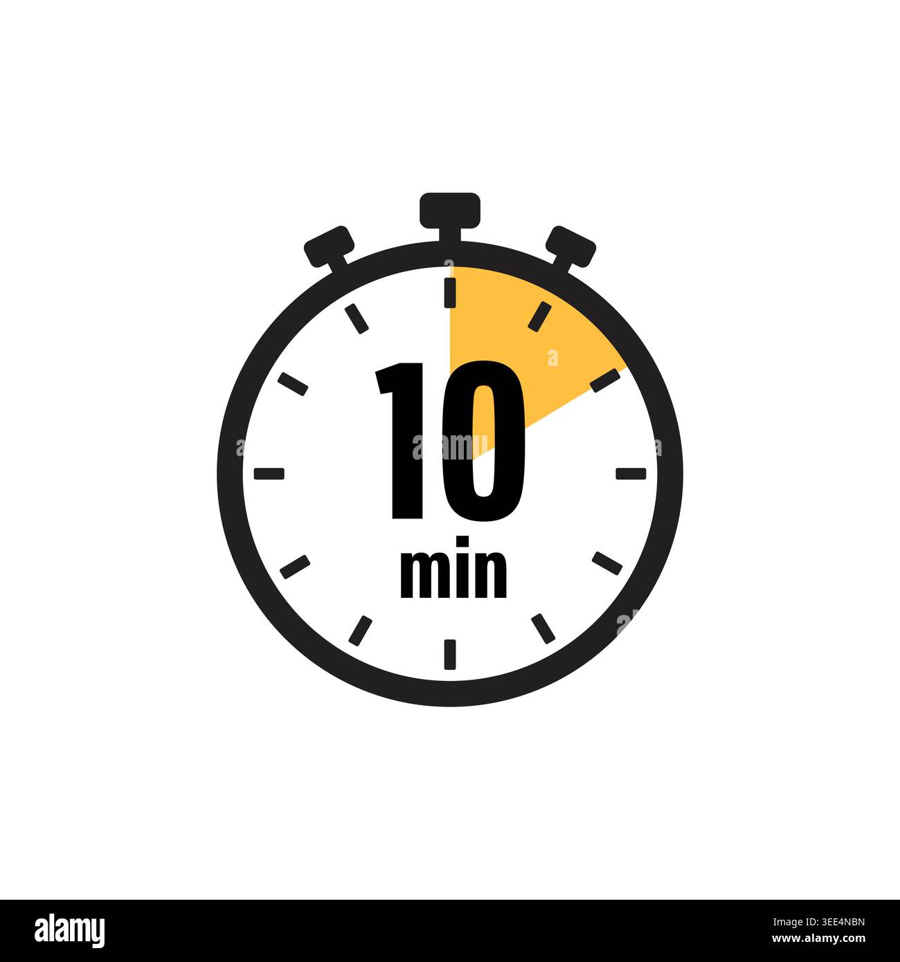 Ten Minutes Yellow Stopwatch Timer Icon Isolated Stock Vector