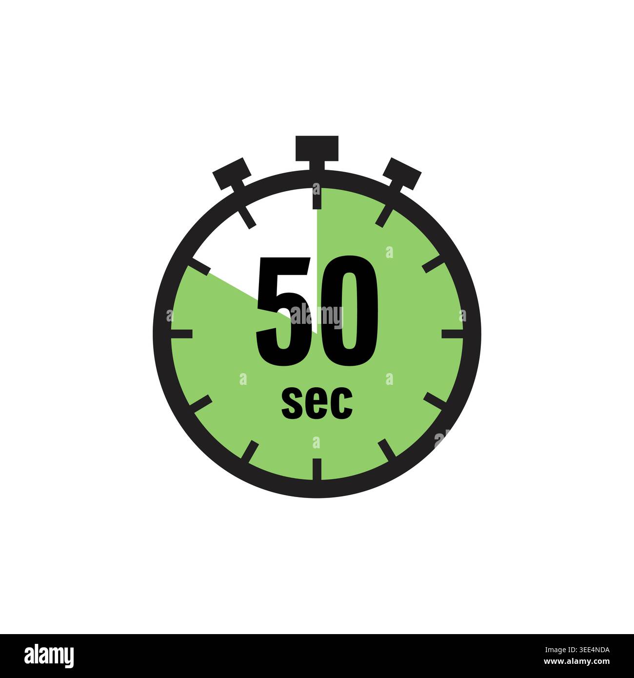 Fifty Seconds Green Stopwatch Timer Icon Isolated Stock Vector