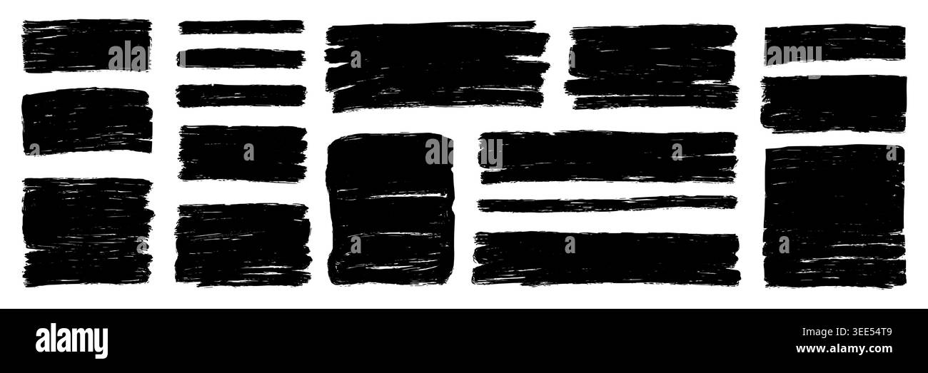 Rough brush square, rectangle frame with torn edges and jagged borders ...