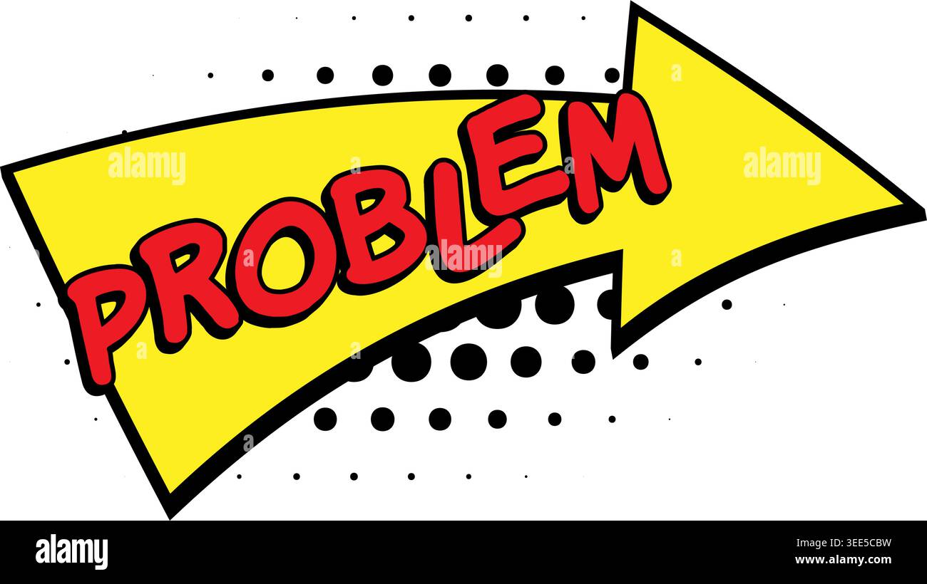 PROBLEM Comic Book Pop Art Arrow Banner Graphic Stock Vector