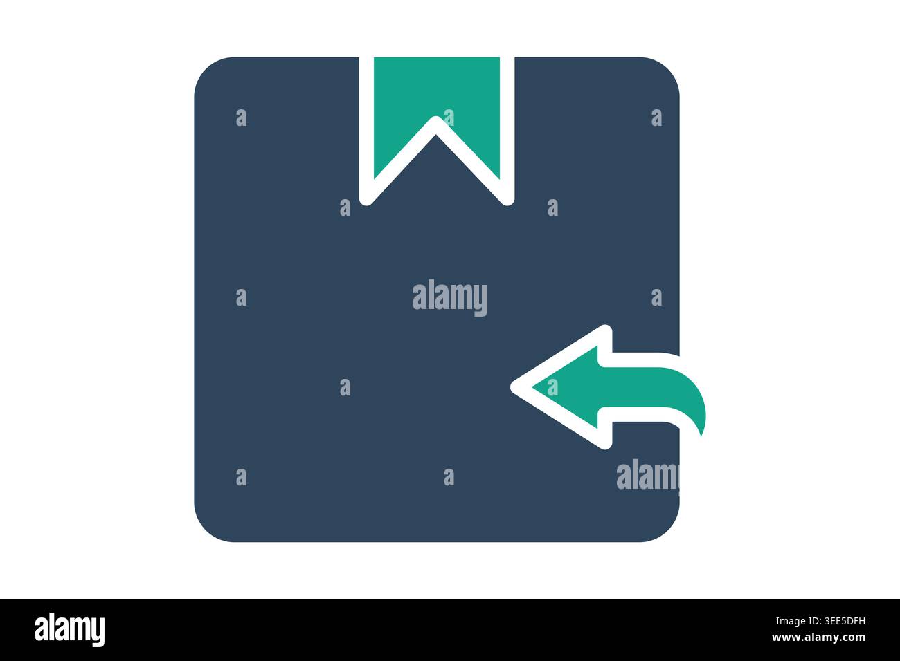 Return solid icon. Parcel box icon with a reverse directional arrow, representing the return process, reverse logistics, and product exchange services Stock Vector