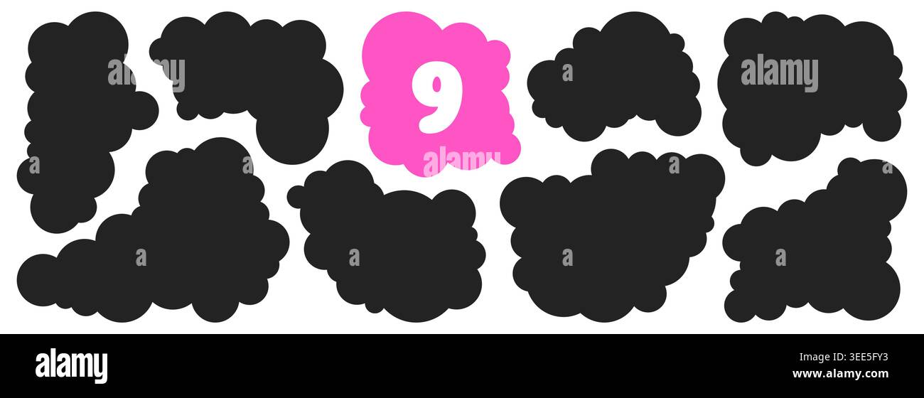 Wavy nine black and white frames. Stock Vector