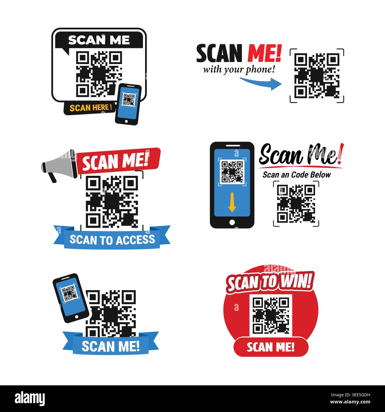 Modern QR code scan me icon collection for mobile marketing Stock Vector