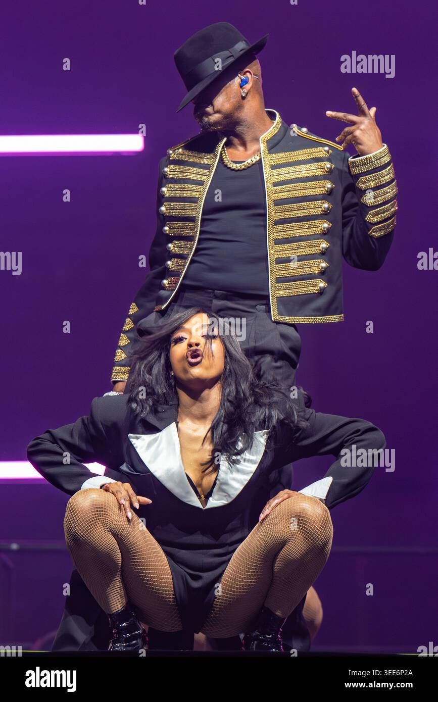 Ne Yo Performance NE-YO seen performing on stage live in concert with dancers at O2 Arena ...