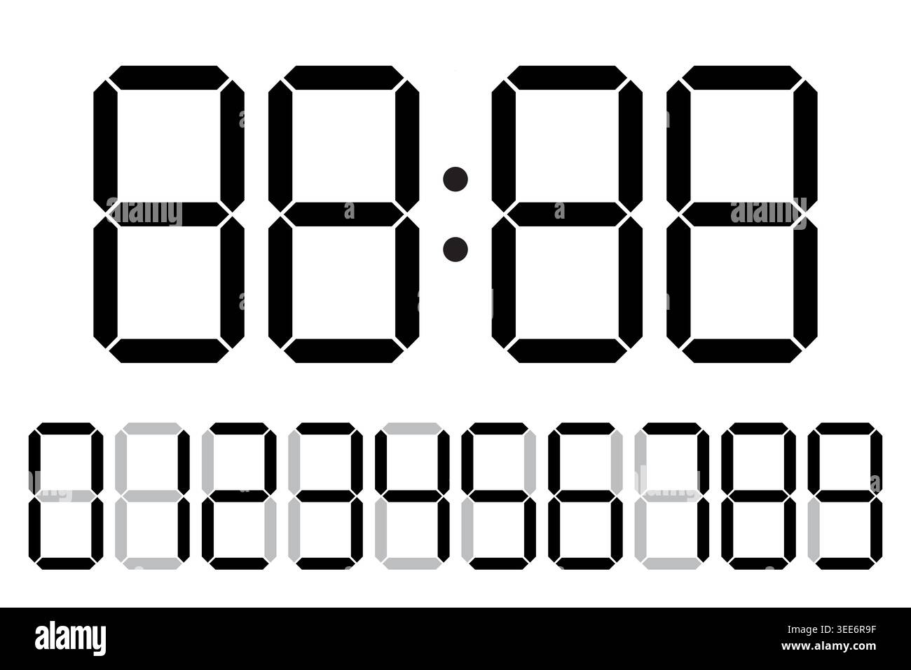 Digital clock numbers set and seven segment display vector. Great for ...