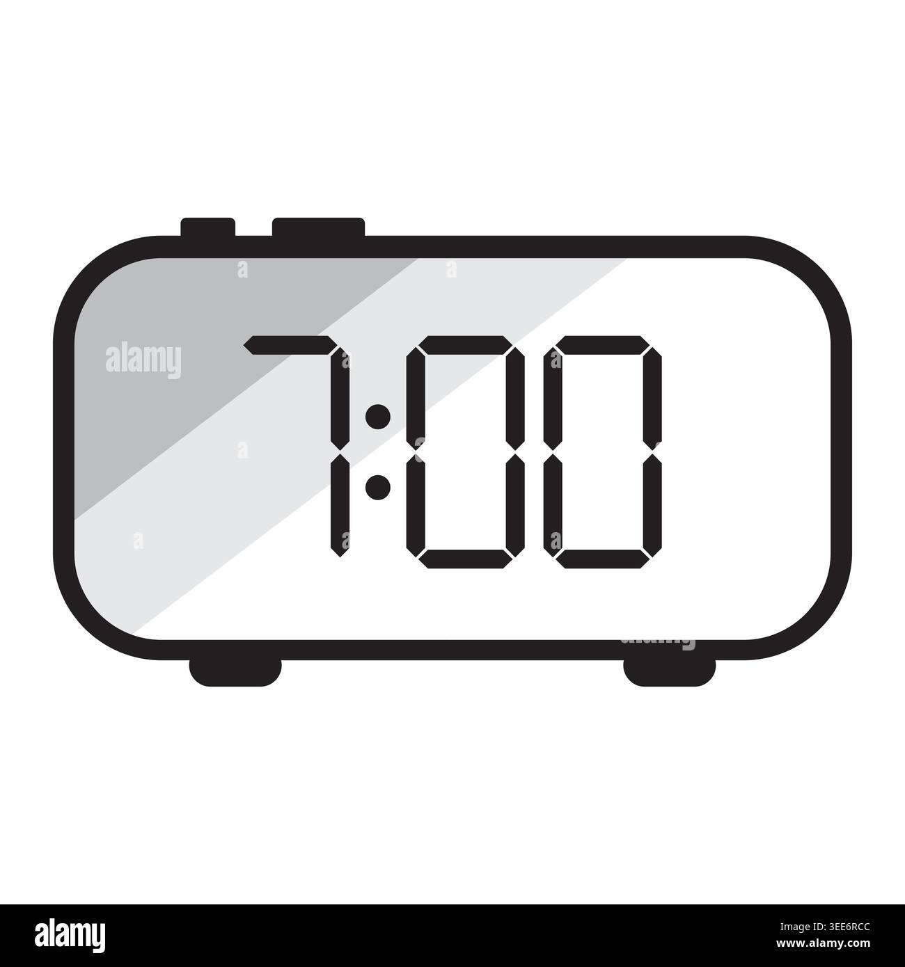 Digital Clock Morning Routine Digital alarm clock vector showing seven o clock morning time. Perfect ...