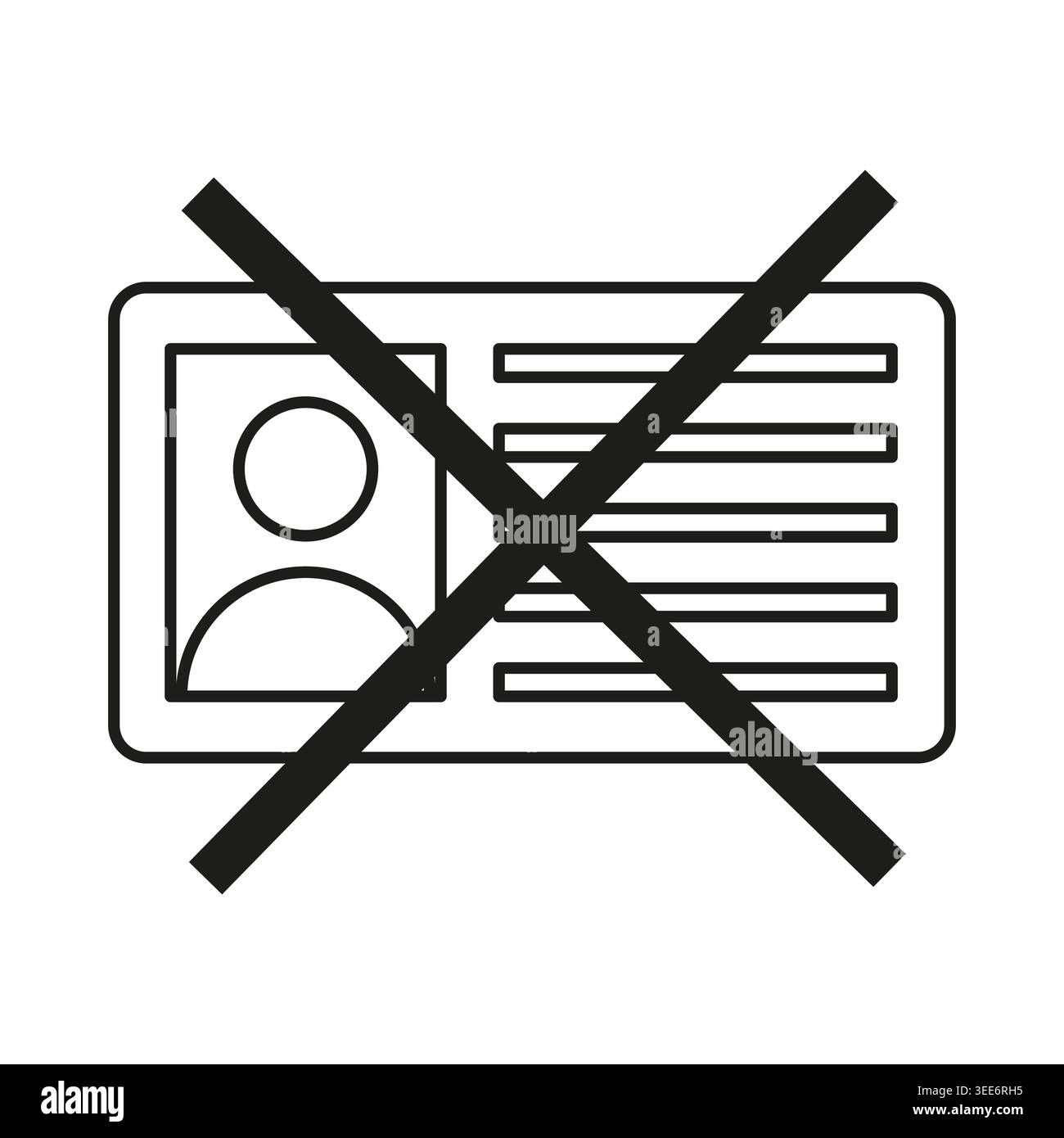 Invalid identification document icon vector. Excellent for digital security compliance and mobile app account notifications. Stock Vector