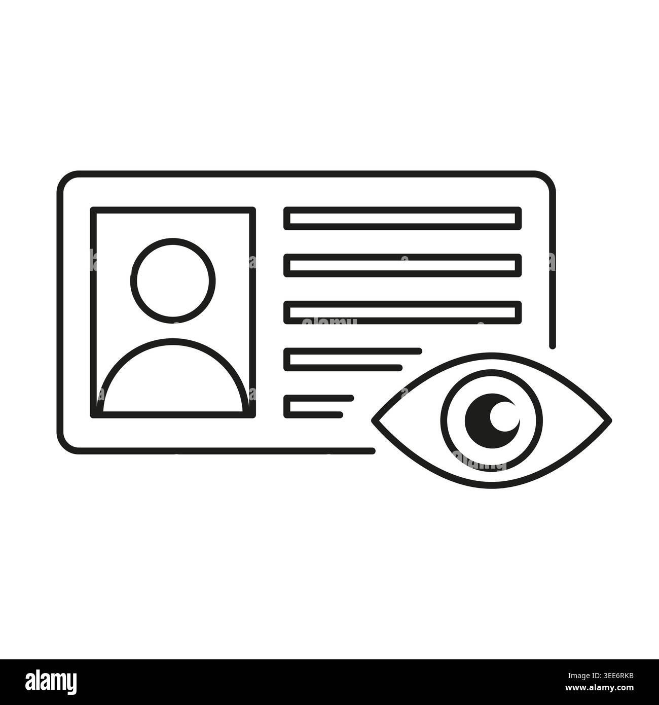 Identity verification card with eye icon vector. Ideal for security software interfaces and privacy web design. Stock Vector