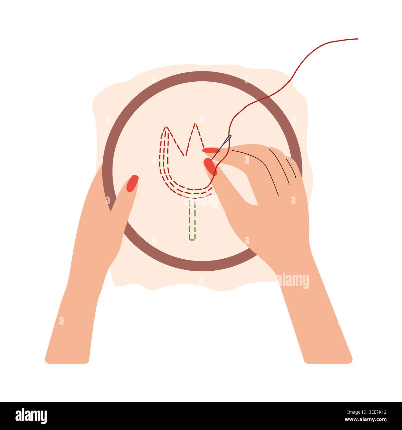 Embroidering Tulip illustration Stock Vector