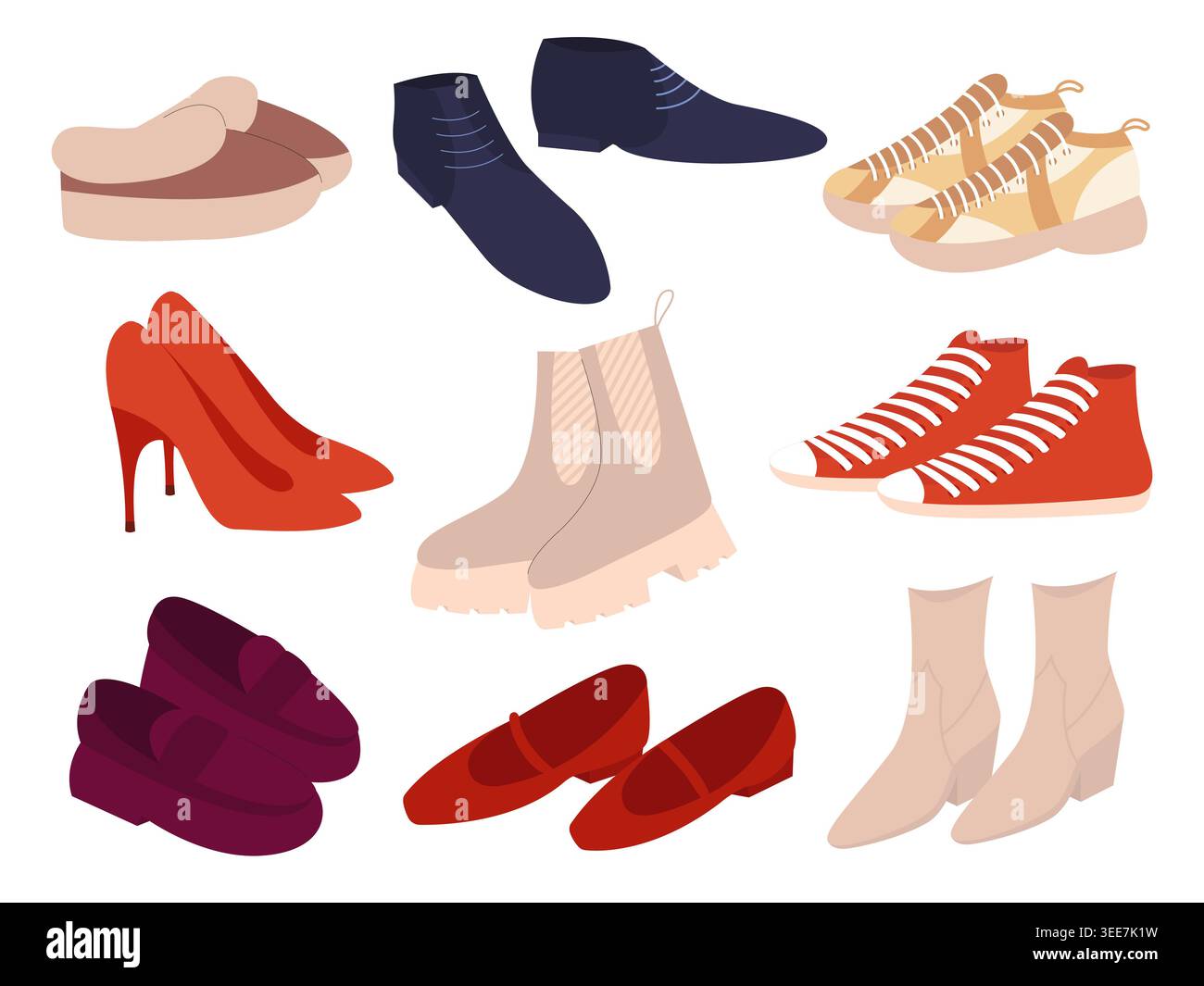 Various Shoes Types Flat Vector Stock Vector