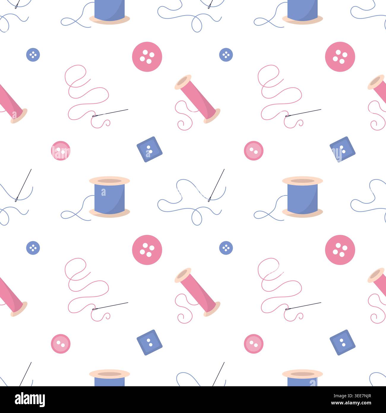 Sewing Tools and Threads Seamless Pattern Stock Vector