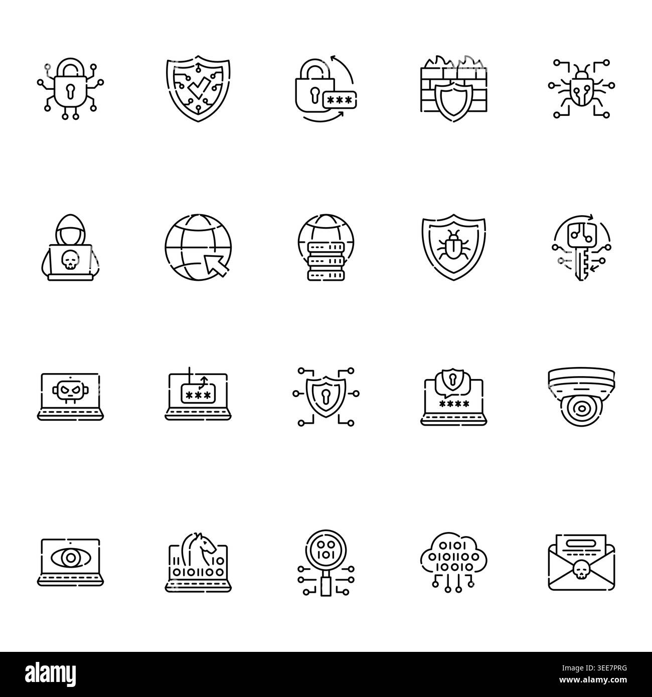 cybersecurity color line icons set. Vector isolated element. Editable stroke. Stock Vector