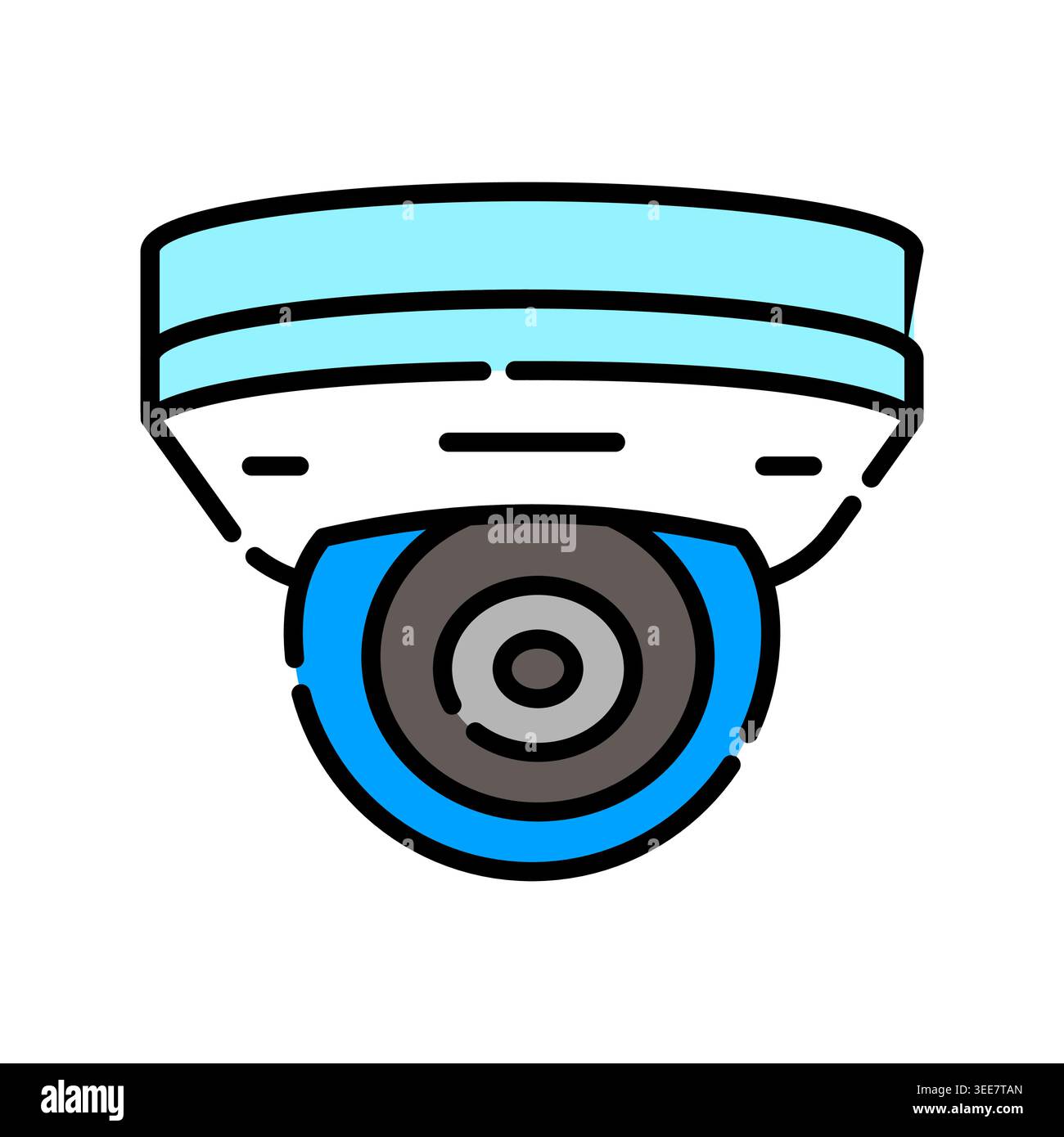 cctv camera color line icon. Vector isolated element. Editable stroke. Stock Vector