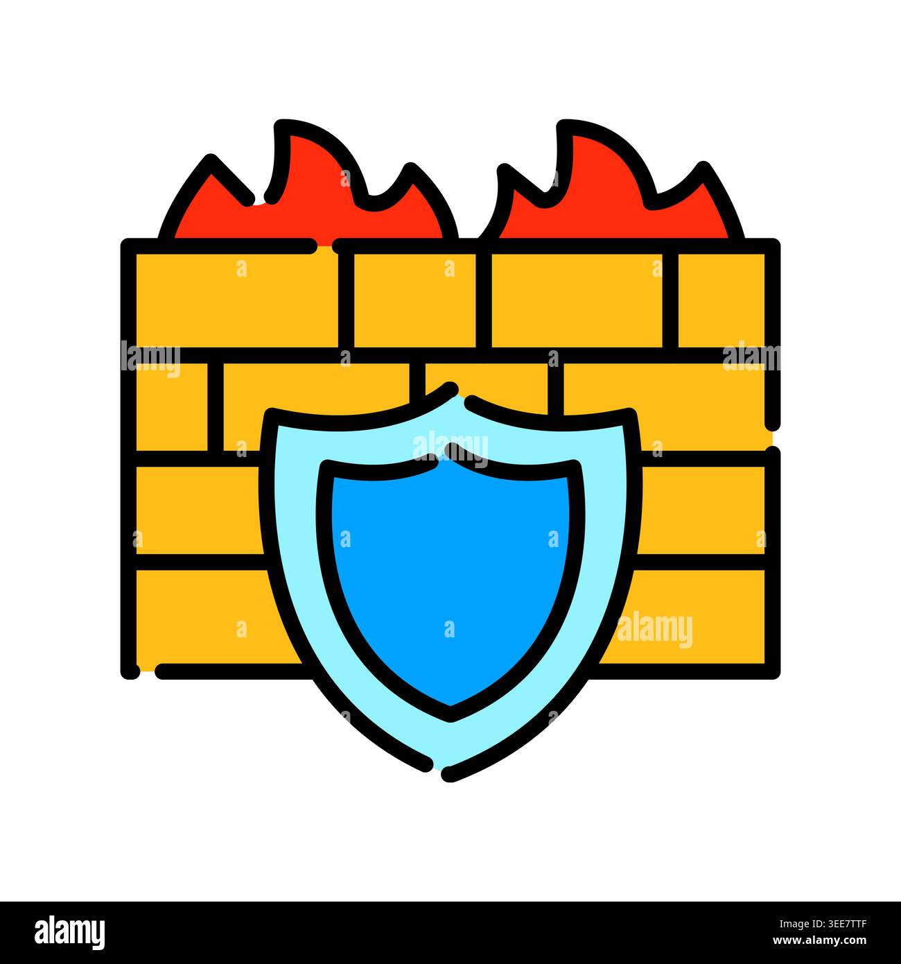 firewall color line icon. Vector isolated element. Editable stroke. Stock Vector
